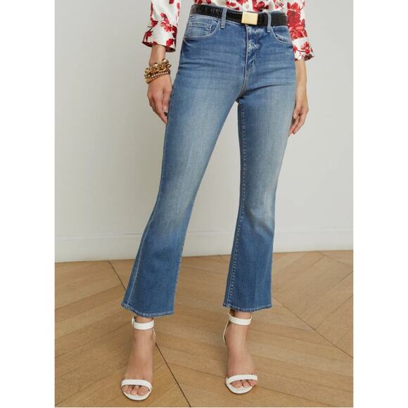 L’Agence Tati High Rise Cropped Bootcut Jeans Hayward Medium Wash 25 - Picture 1 of 9